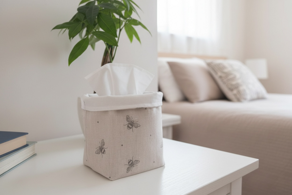 Fabric Pot ~ Busy Bees Mink Grey