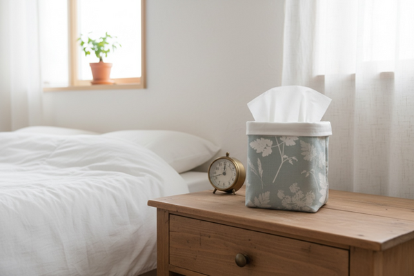 Fabric Pot ~ Cow Parsley Soft Teal