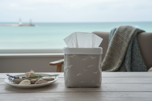 Fabric Pot ~ Seagulls Gustavian gray