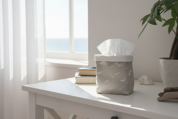 Fabric Pot ~ Seagulls Gustavian gray