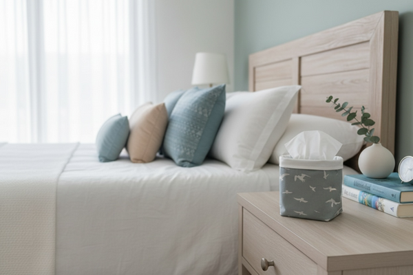 Fabric Pot ~ Seagulls Oatmeal