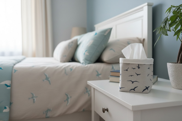 Fabric Pot ~ Seagulls Navy