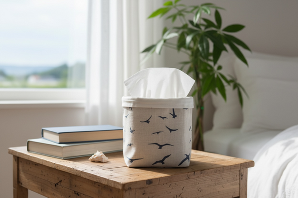 Fabric Pot ~ Seagulls Navy