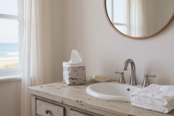 Fabric Pot ~ Seagulls Old Blue