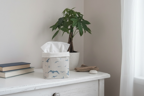 Fabric Pot ~ Seagulls Old Blue