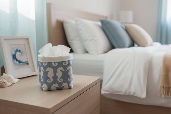 Fabric Pot ~ Seahorse Amalfi Blue