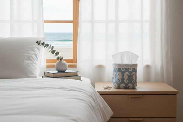 Fabric Pot ~ Seahorse Amalfi Blue