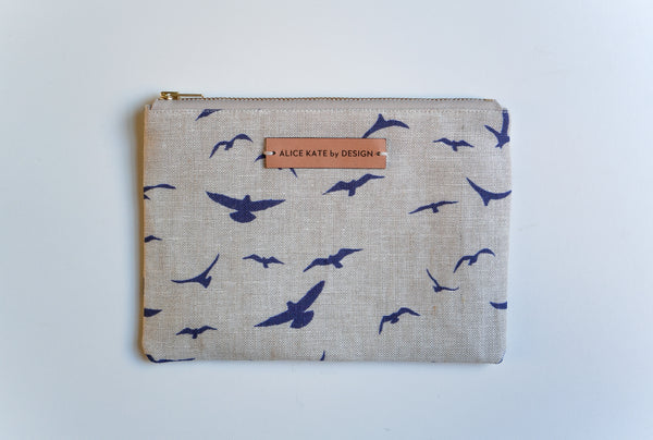 Seagull Navy on Stone Zipper Pouch