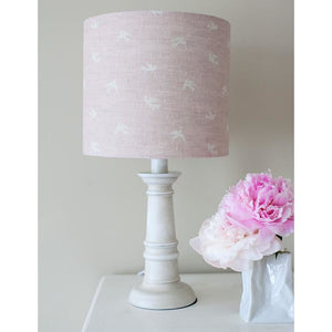 Olive & Daisy Skylarks Linen Lampshade - Cream Skylarks on a Rose Pink Background